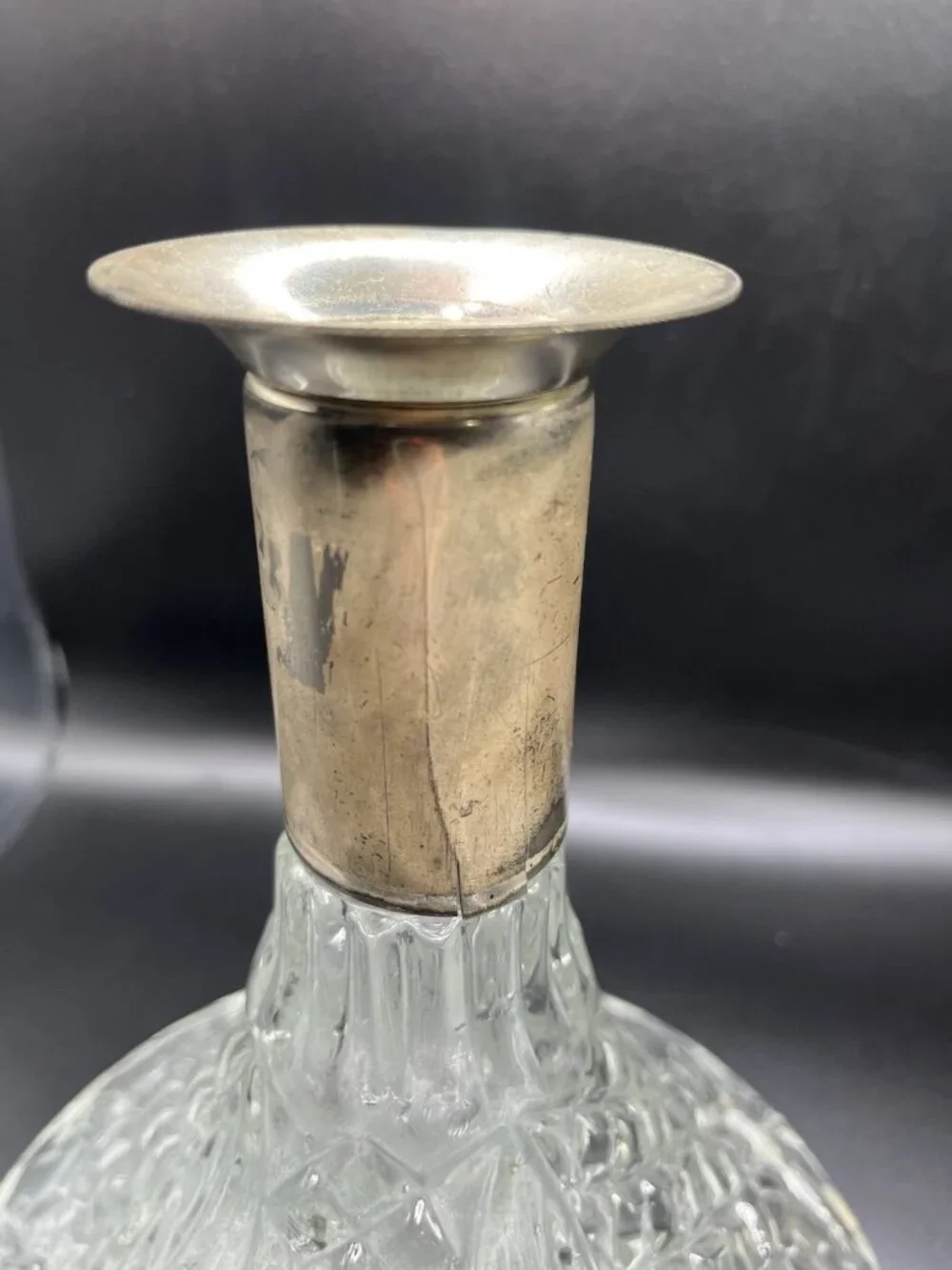 Vintage Pressed Glass Decanter Diamond Atomic Barware Bottle Hollywood MCM